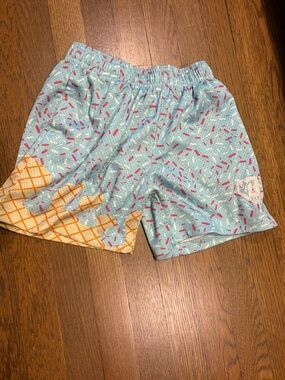 Baseball lifestyle 101 Ice Cream Print Swim Shorts - Blue with Pink Sprinkles